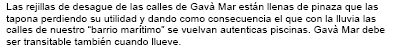 Extracte del programa electoral de Ciutadans-Gav&agrave; a les eleccions municipals de 2007 reclamant la neteja dels embornals de Gav&agrave; Mar